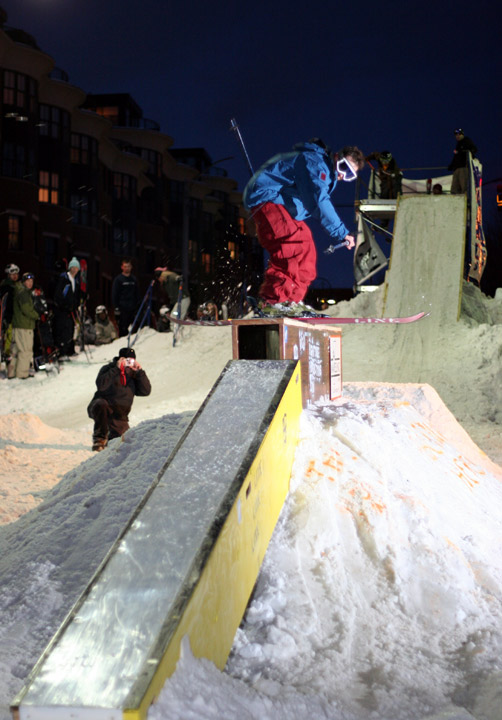 Josh nighttime box at Burlington Rail Jam