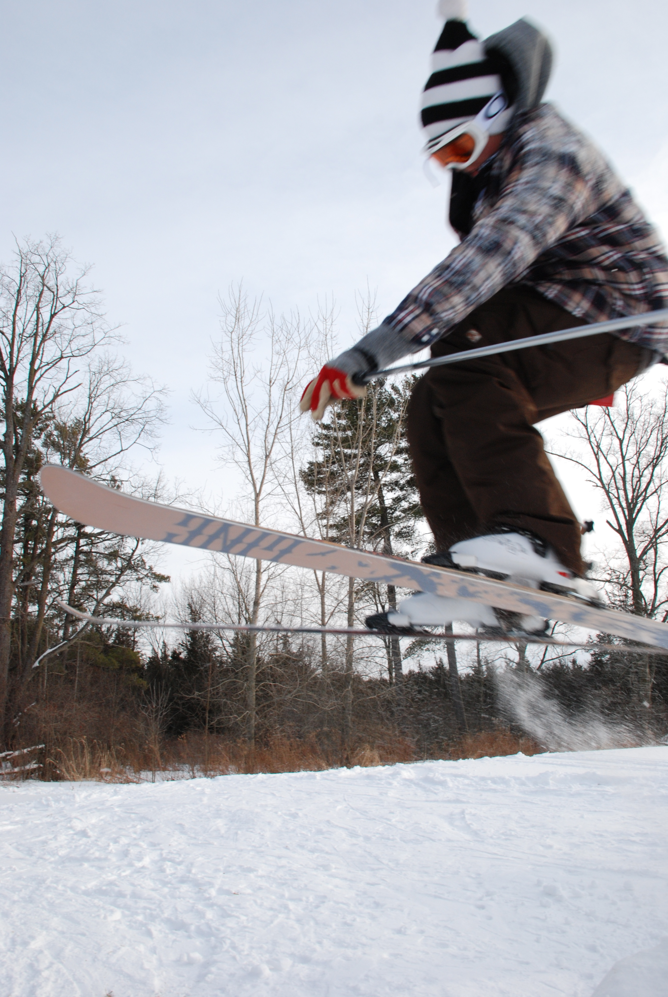 Jump next to picnic tables.