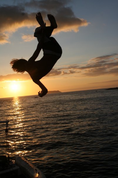 Jumping off the boat