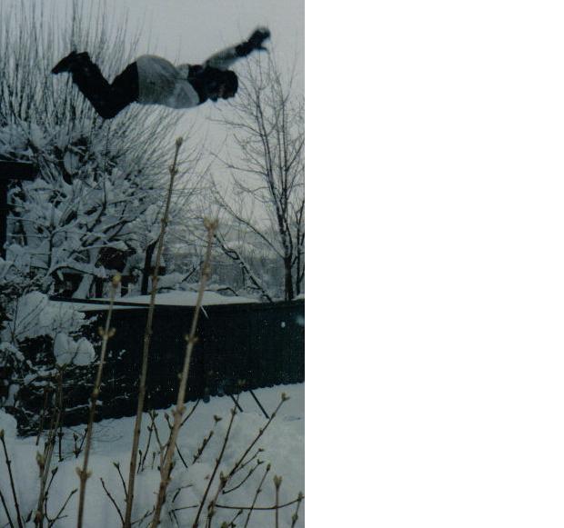 jumping off the play house in my back yard