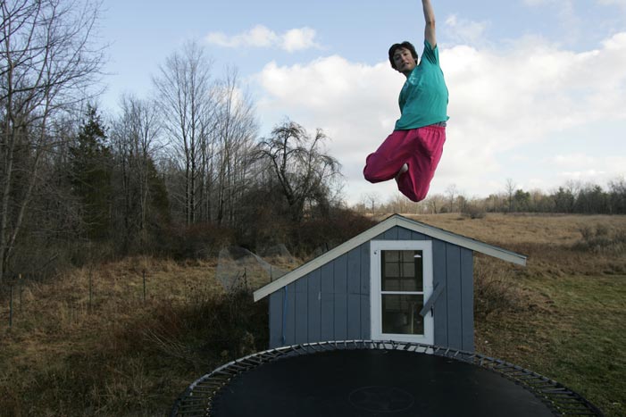 Jumping on my trampoline