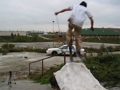 Jumping on the Rail as the Police Show Up