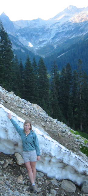 just chillin on the snow on a august evening in the cascades