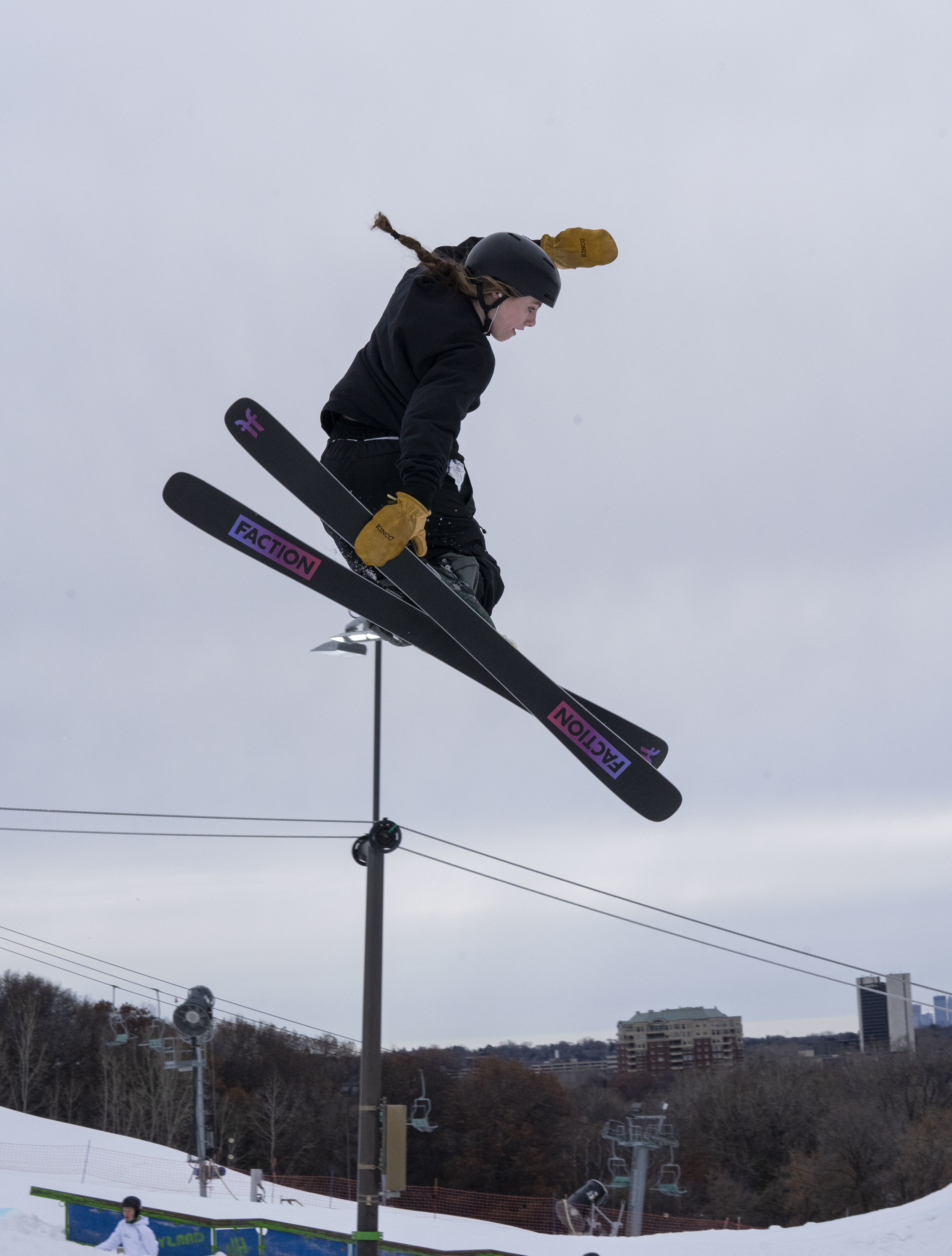 Katie flying through the air