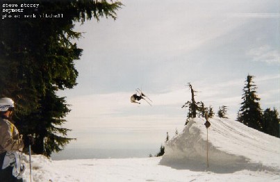 Lincoln loop during the last slopestyle comp at grouse Spring 2002