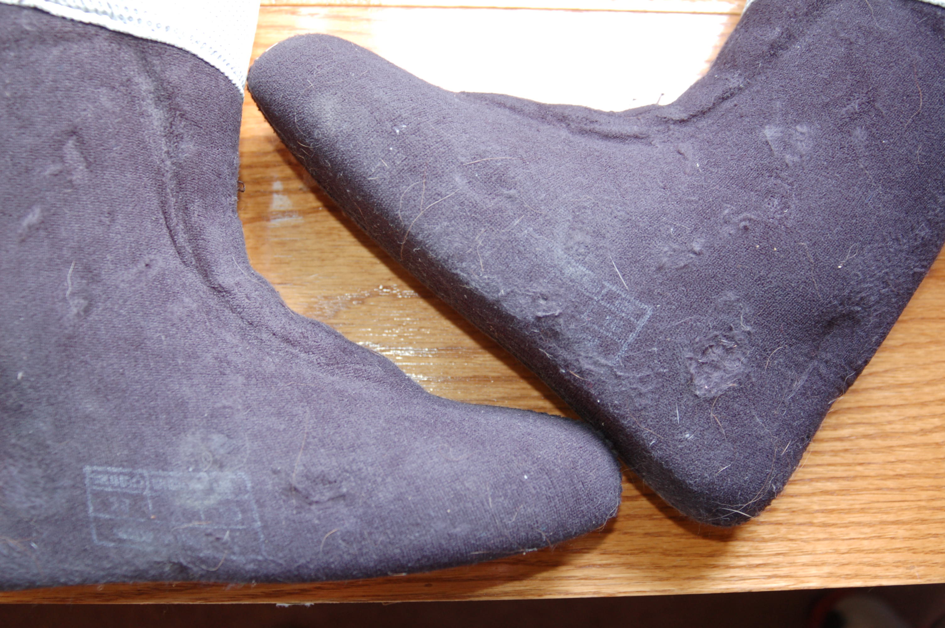 liners with sizes on them, faded