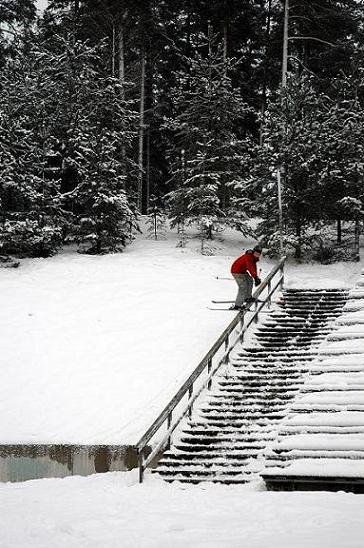 Lipslide to a wooden handrail
