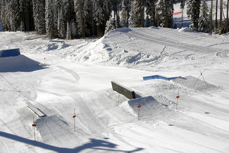 Lower half of the intermediate terrain park.