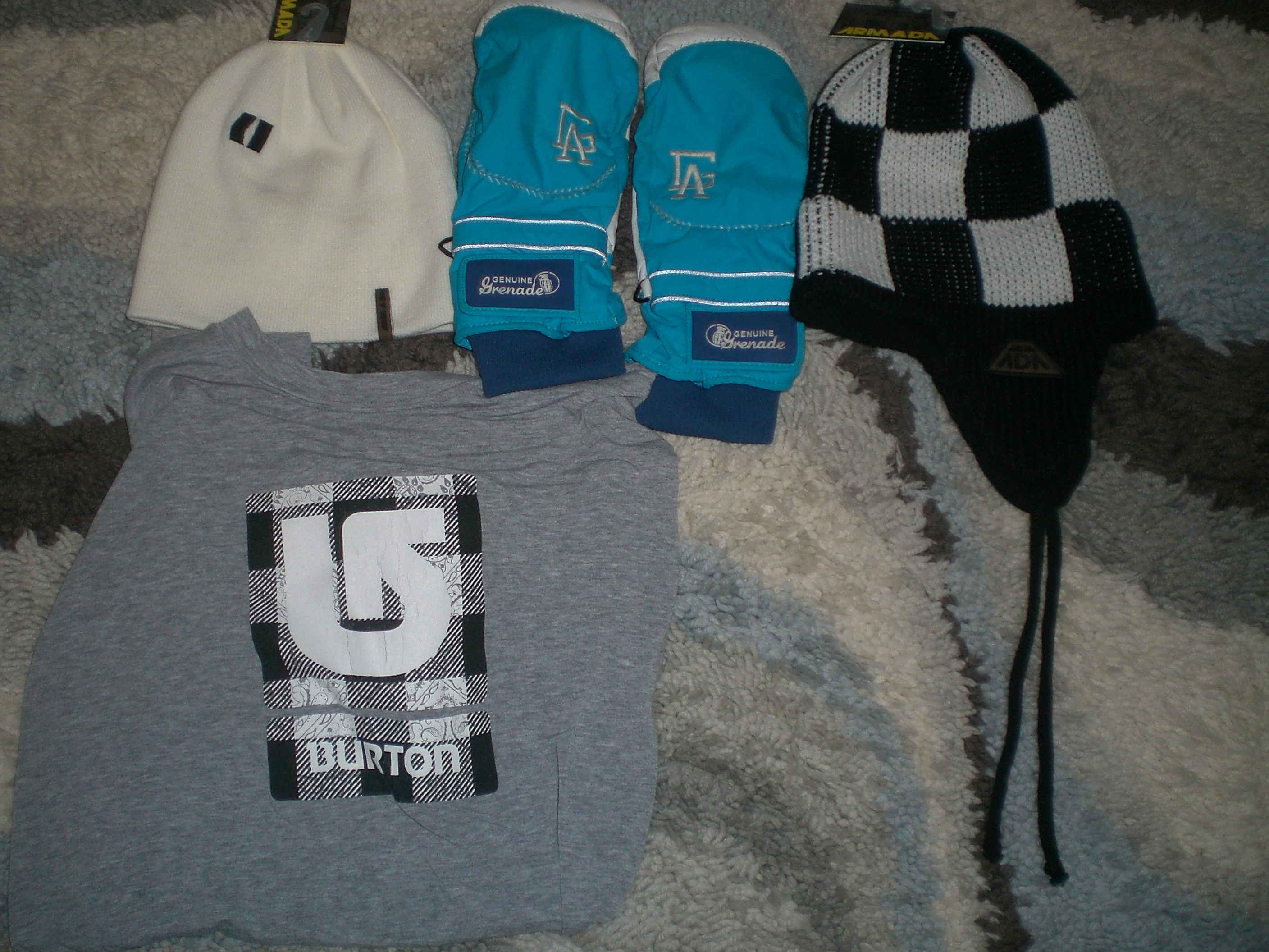 LS baselayer, hats, and mittens