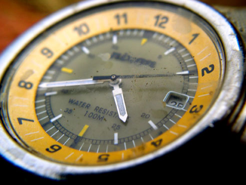 Macro shot of Nixon watch face