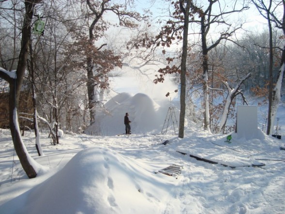 Making snow for backyard quarterpipe