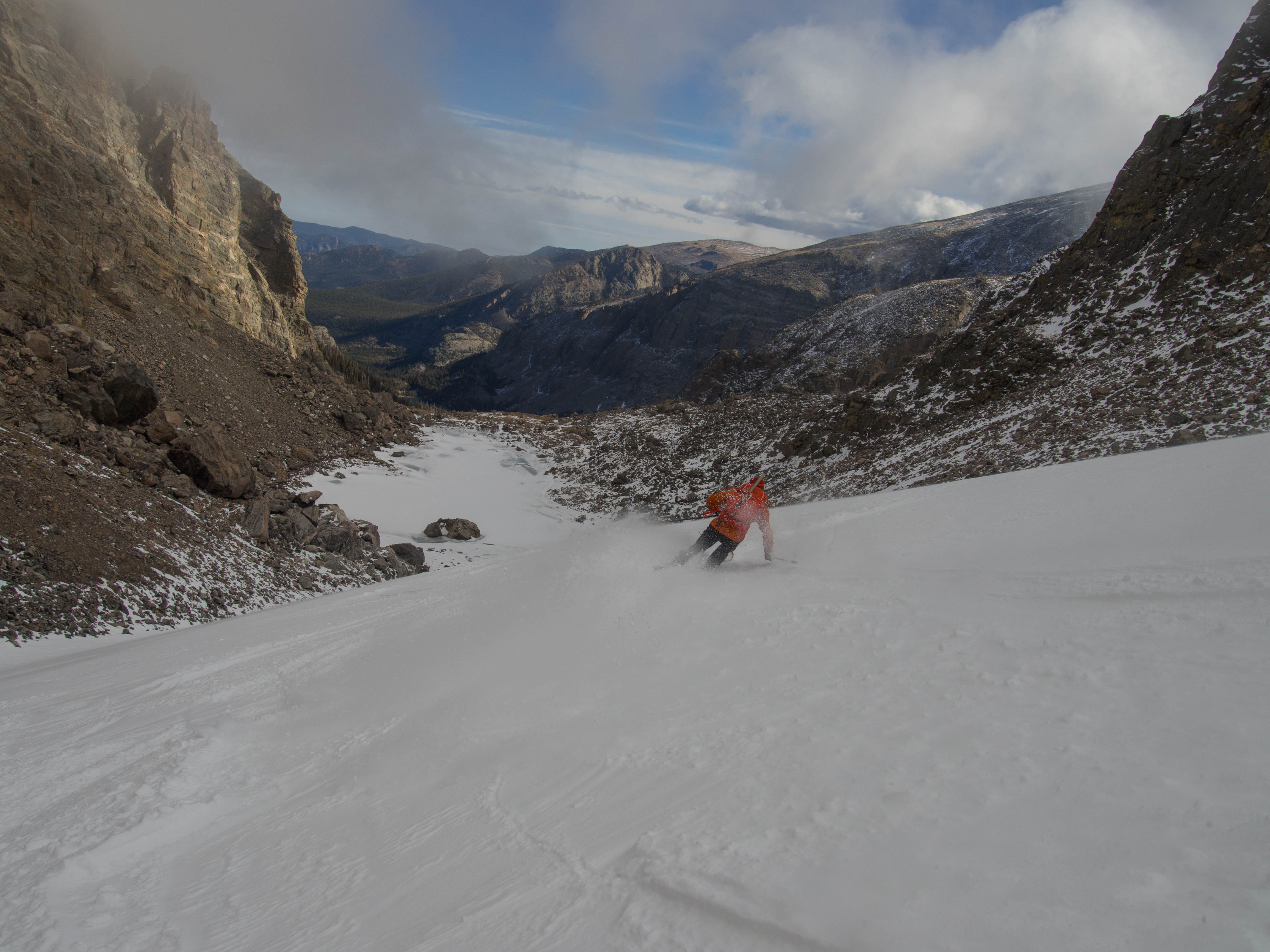 Making turns on new snow for the first time since April.