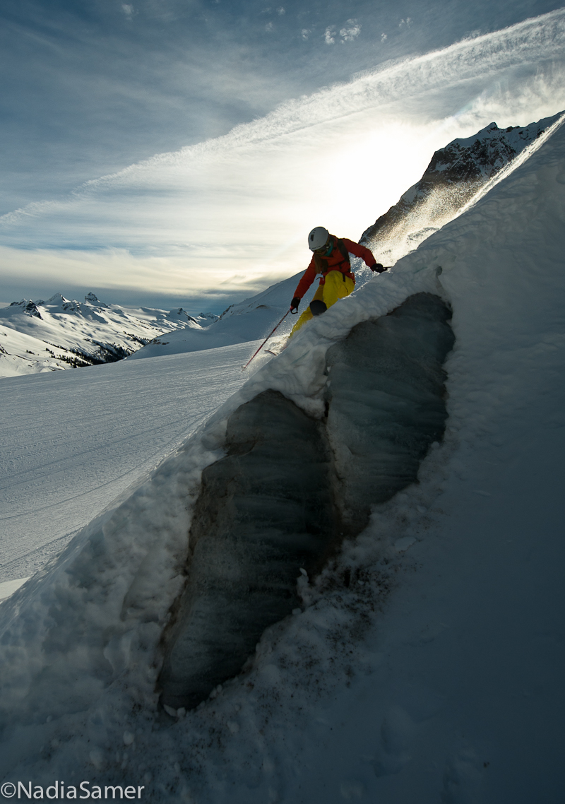 Mckenna skiing glacier ice falls