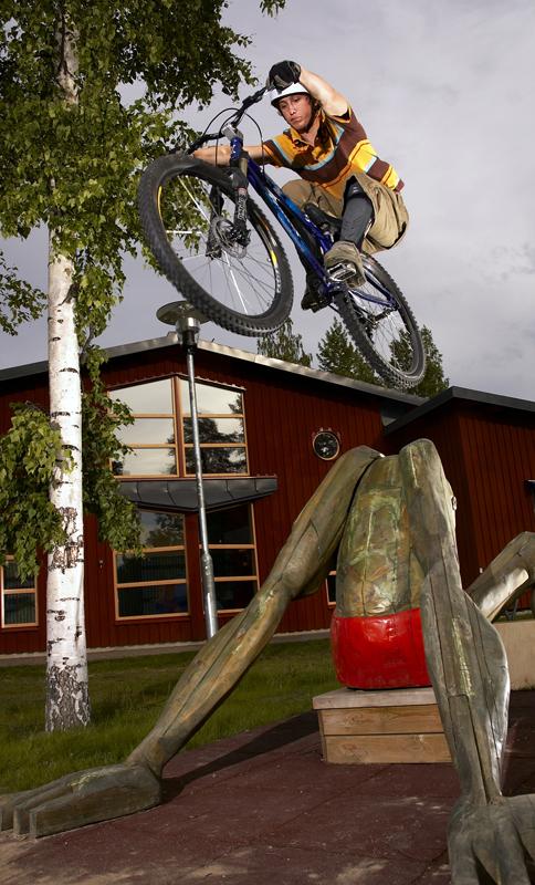 Mee Jumping over a goblin