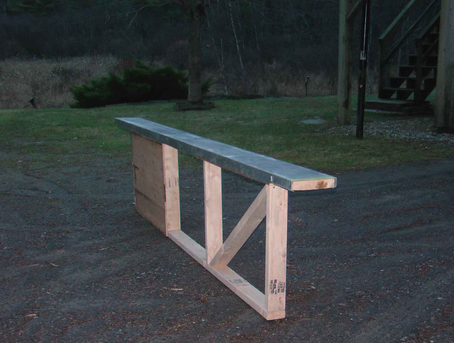 Metal rail I just built - 10', 7" wide, a little over 2' off the ground