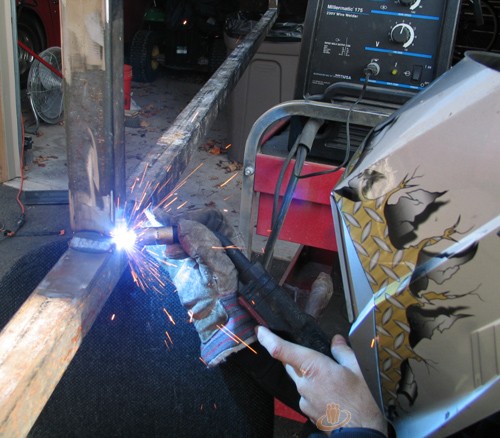Mig welding up a rail at home