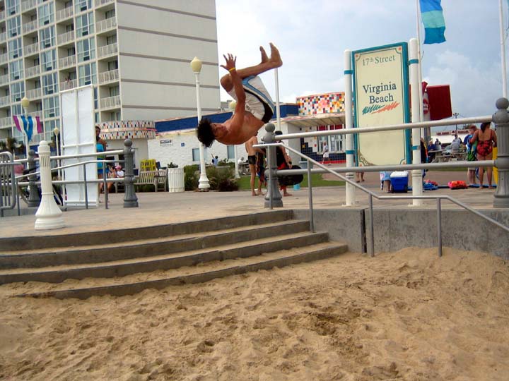 Misty down 5 stairs to sand