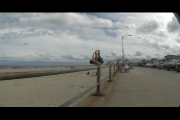 Misty truck over railing