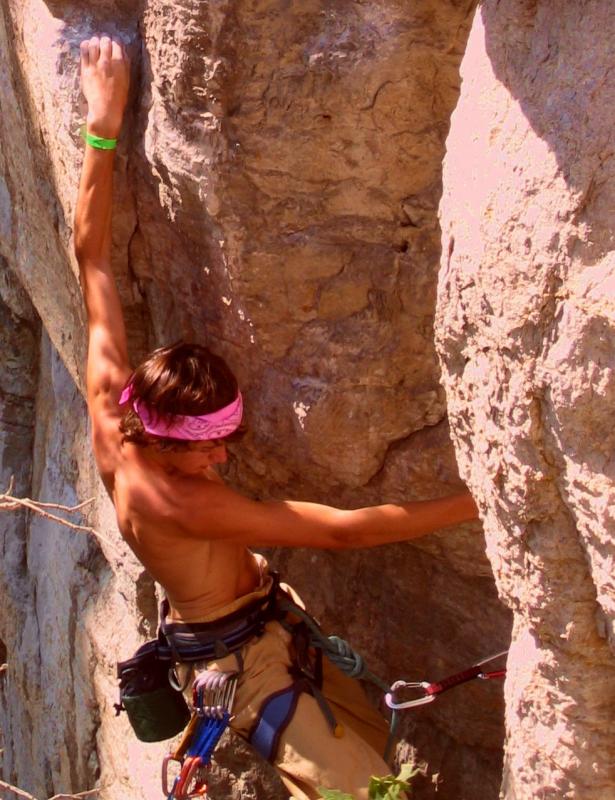 My cousin rock climbing the day after he got his cast off