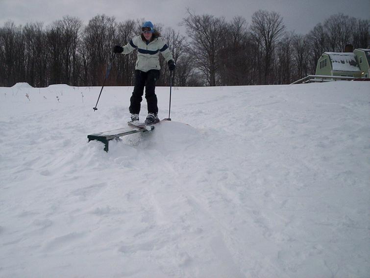 My Girlfriend about to DIE on a bench jib