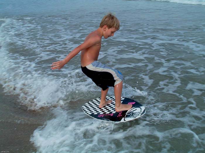 My little brother skimming.