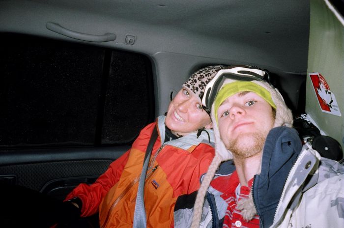 my sister and i go skiing