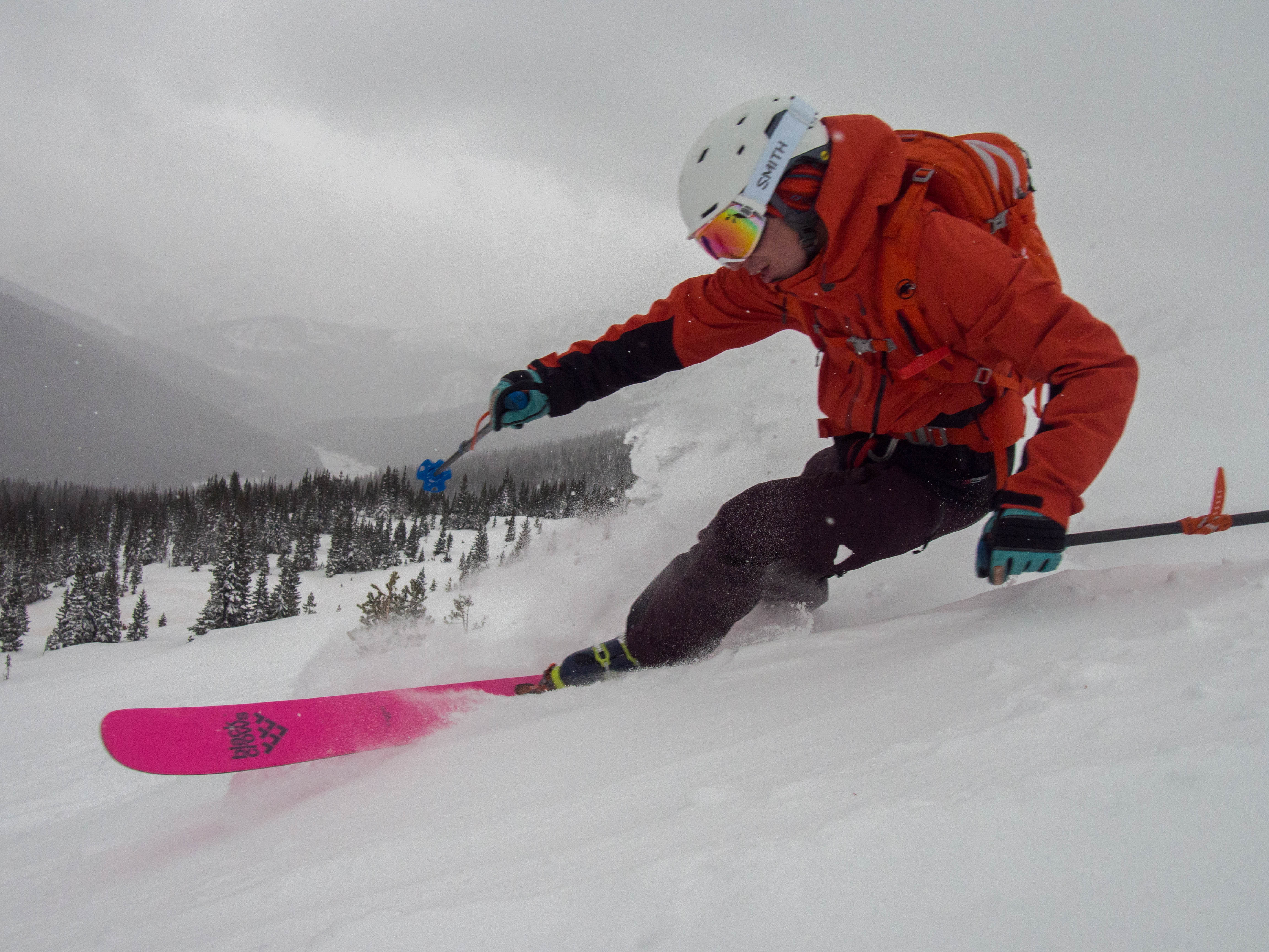 Nick laying one down on some of the new snow