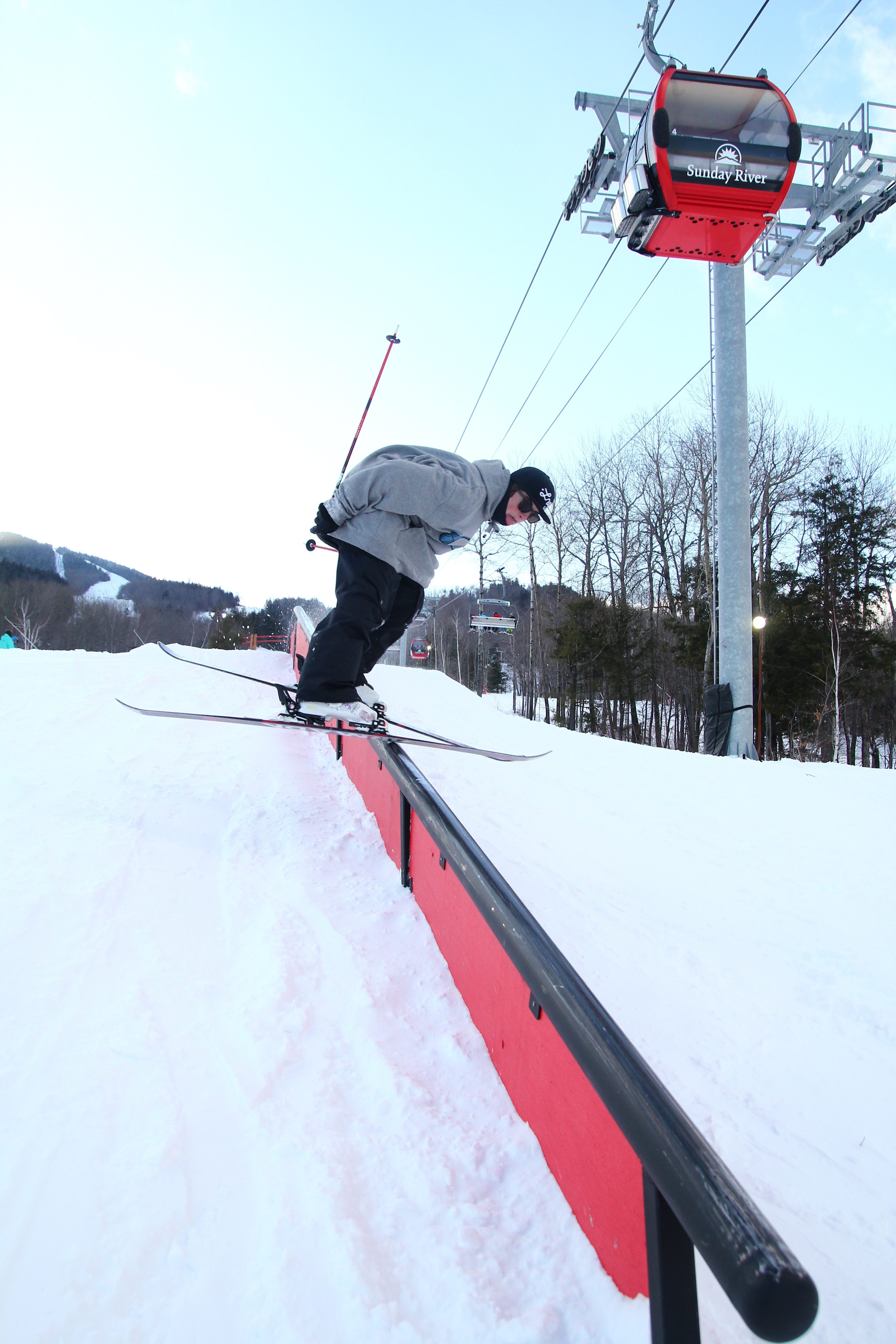 Nose pressing the handrail