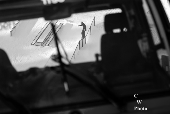 Not a skier either, shot through snowcat windows