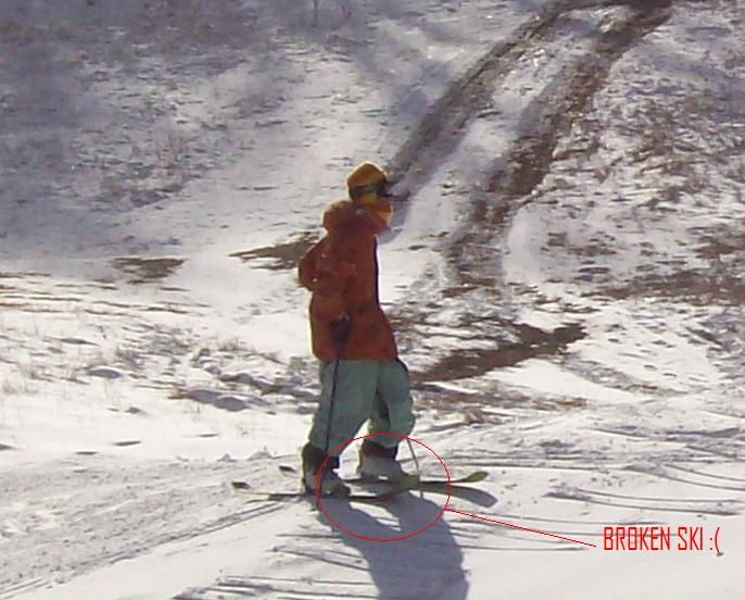 Oh nose my skis broke