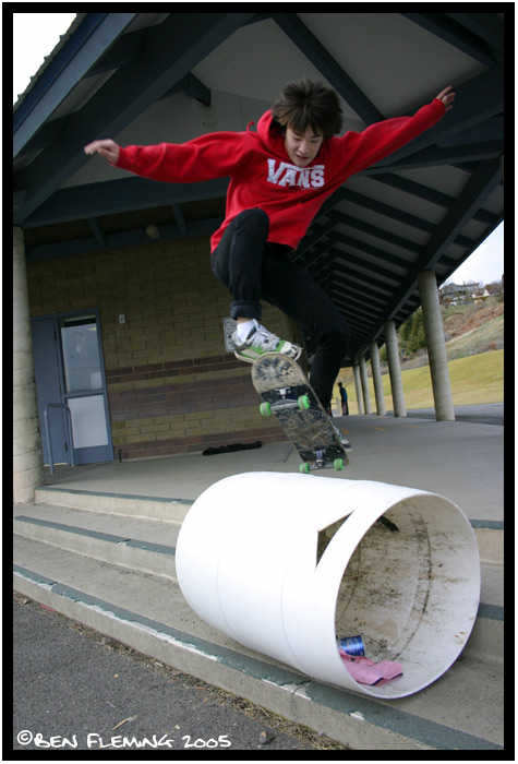 Ollie over trashcan