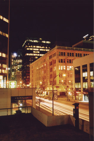 On top of a parking garage downtown