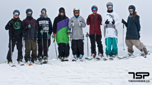 one part of the swiss freeski team in saas fee