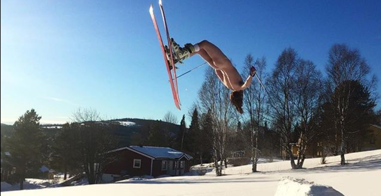 Over rotated naked backflip