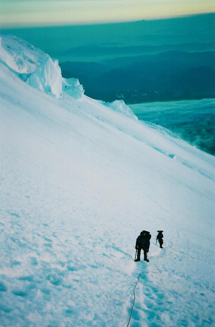 part way up the Emmons glacier on Rainier