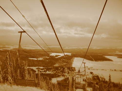 playing with sepia while riding up an old double