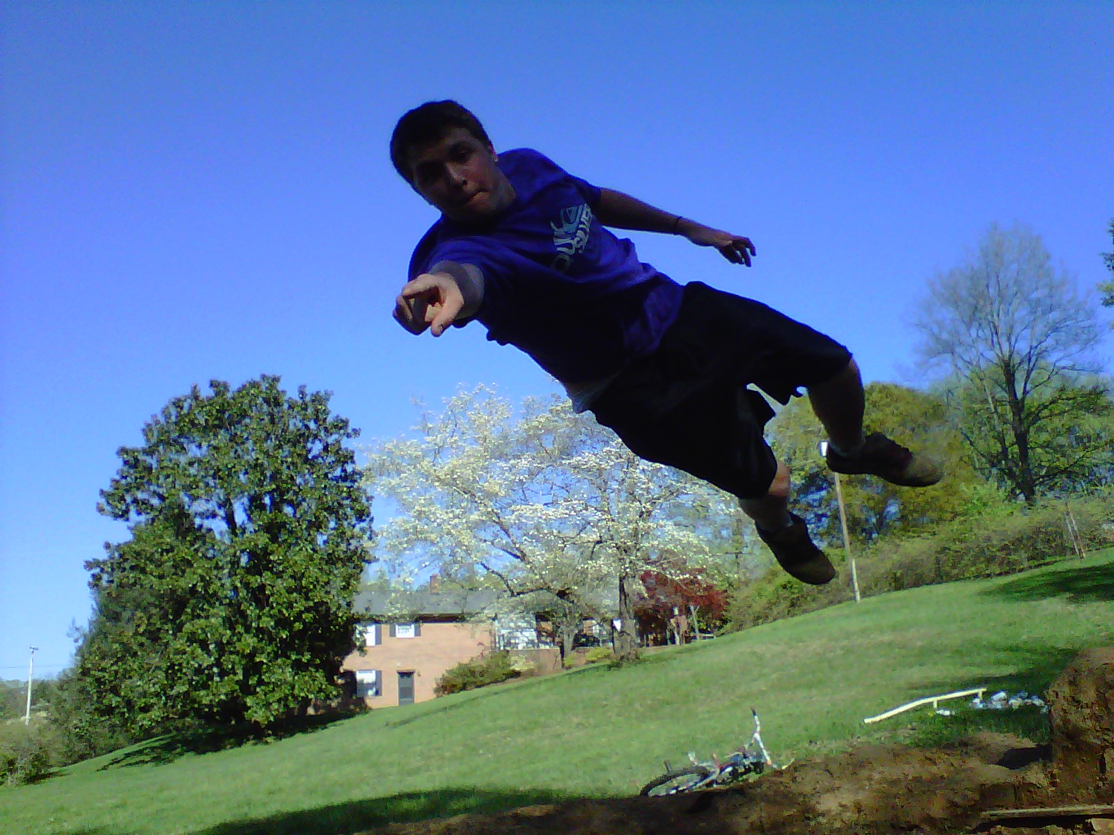 Pointing at the  camera