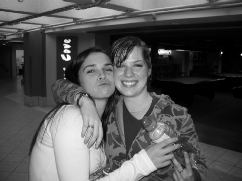 pre-drink in the line at the den