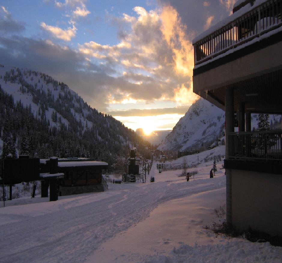 Pre season jibbing at alta, cool clouds