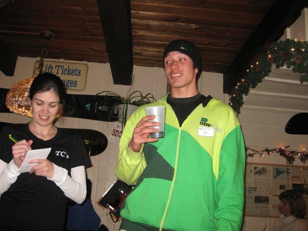 Promoting Dew Tour at TC's restaurant