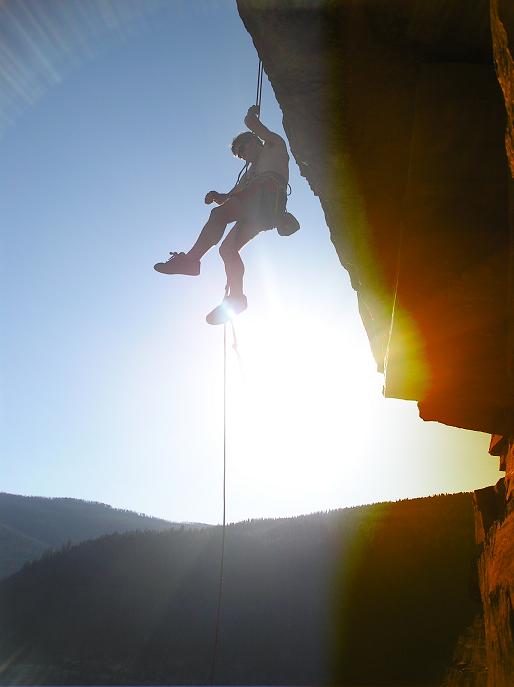 Prussiking up the line