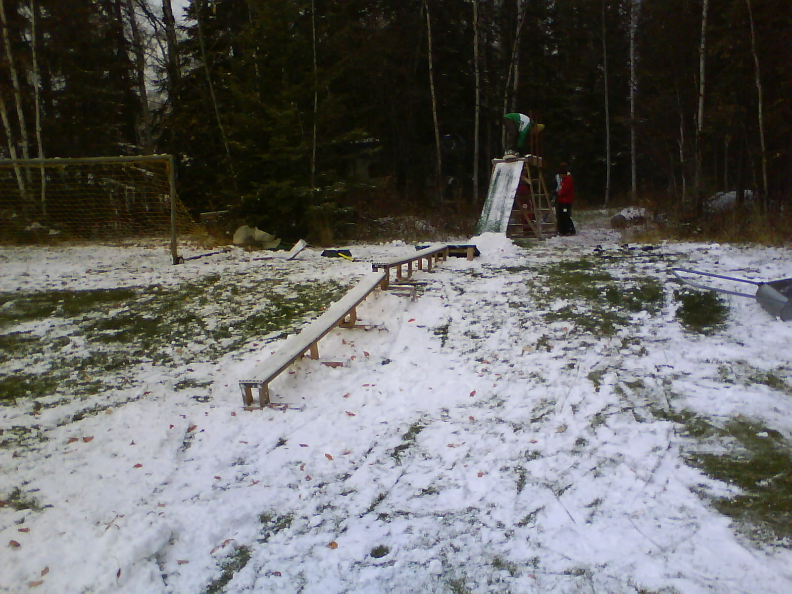 Rail we set up with natural snow fall