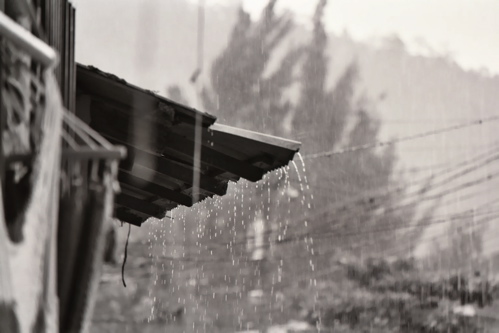 Rain coming off overhang