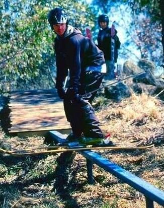 Ramone killin' it on Sammy Halls backyard rail