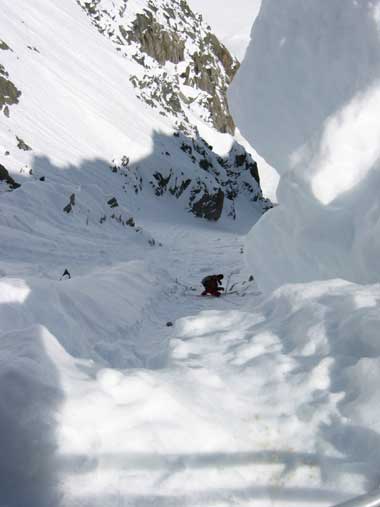 Rapping into the couloir