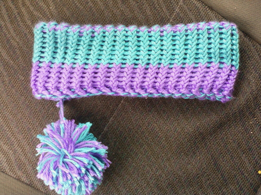 Reversible Pom Headband.. Side 2! Stripes!