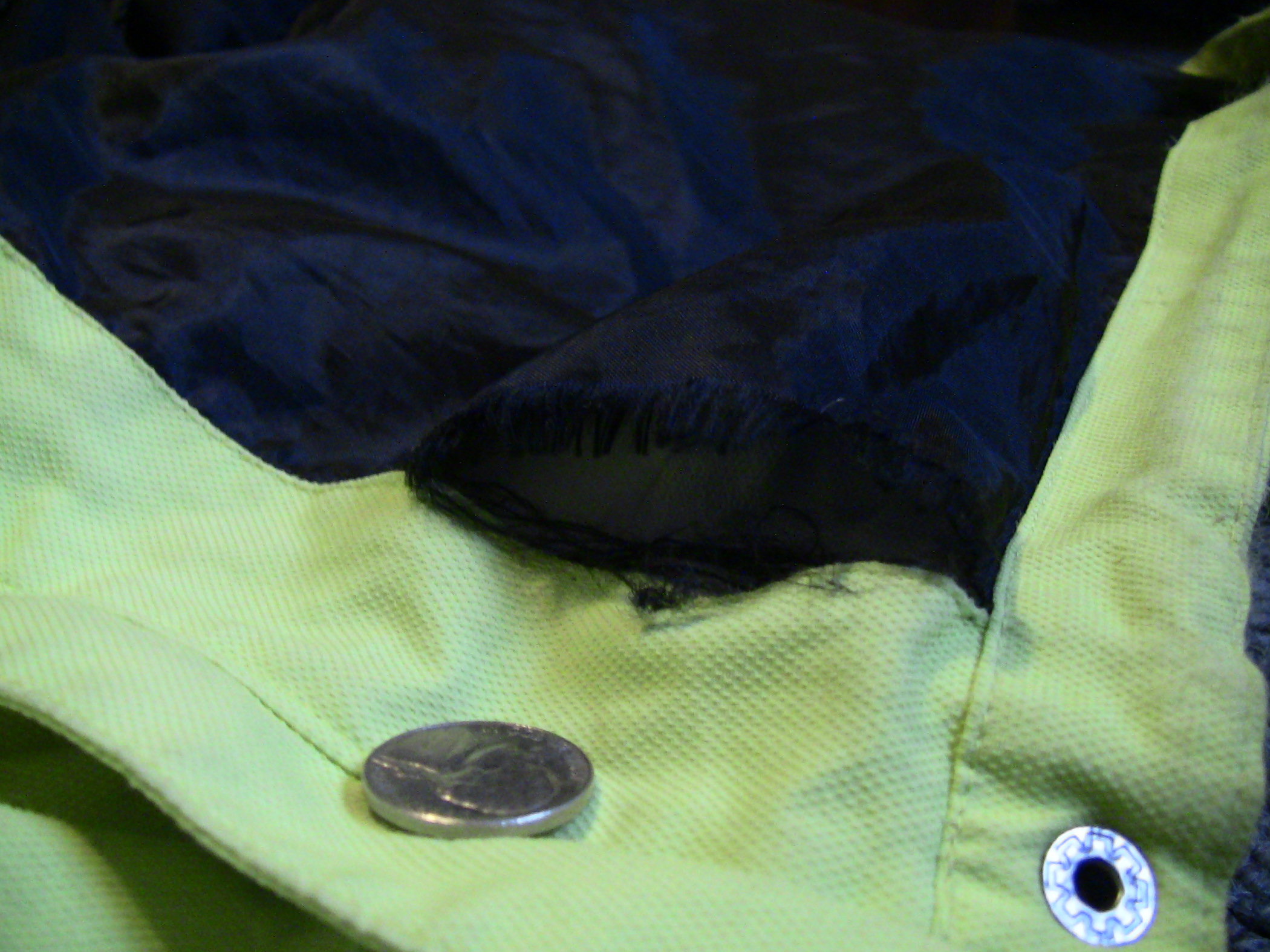 Rip on inside of coat