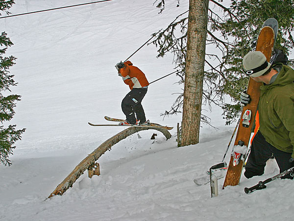 Rob on the log and Mike watching!