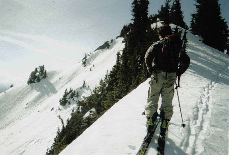 Sam skinning on the ridge along Naches Peak