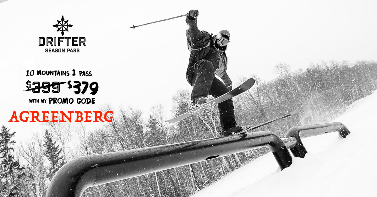 Save $20 on the 2018/2019 Drifter Pass with Discount Code: AGREENBERG